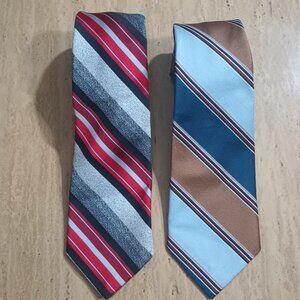 2 VTG 70s Mr. Blackwell Wide Disco Ties Striped Polyester